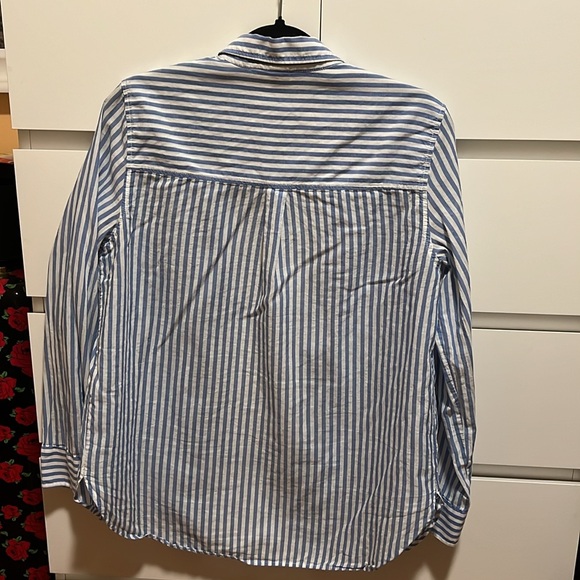 Blue and White Straps Long Sleeve Button Down Shirt Size S by H&M - Picture 5 of 5